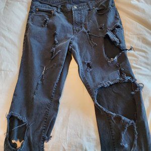 Aeropostale Black Skinny Jeans (Extremely Distressed) (Many Holes)